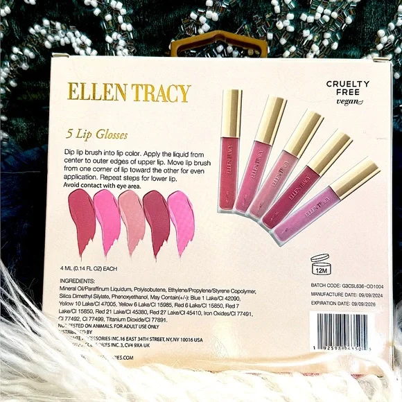 Ellen Tracy Lipgloss Set 5 piece ‘ SHOW OFF ‘ pink and mauve shades new in box - Picture 2 of 12